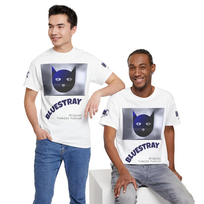 Bluestray Cat Graphic Tee — Retro Blue Cat Design