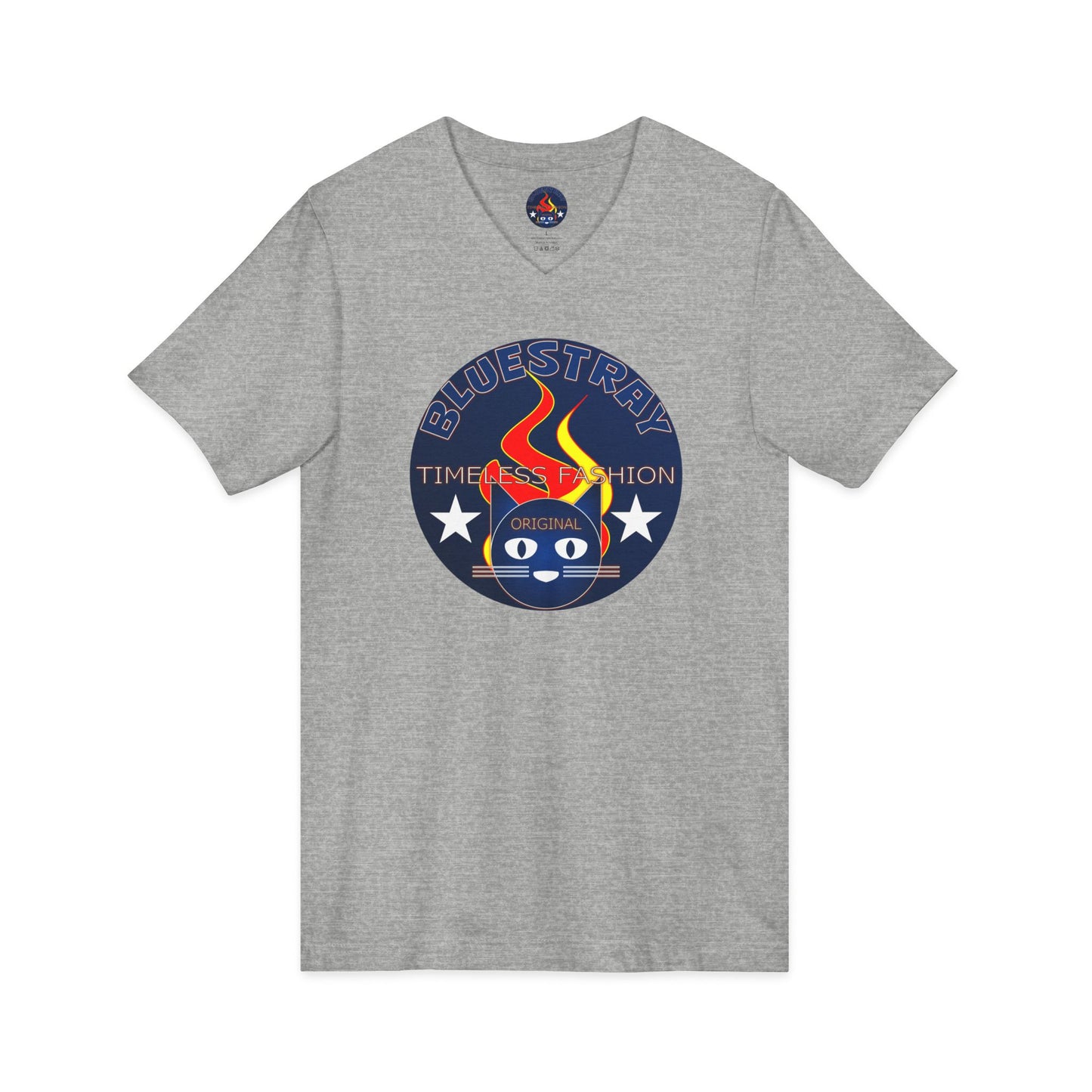 Time Station Equestrian Bluestray Cat V-Neck Tee