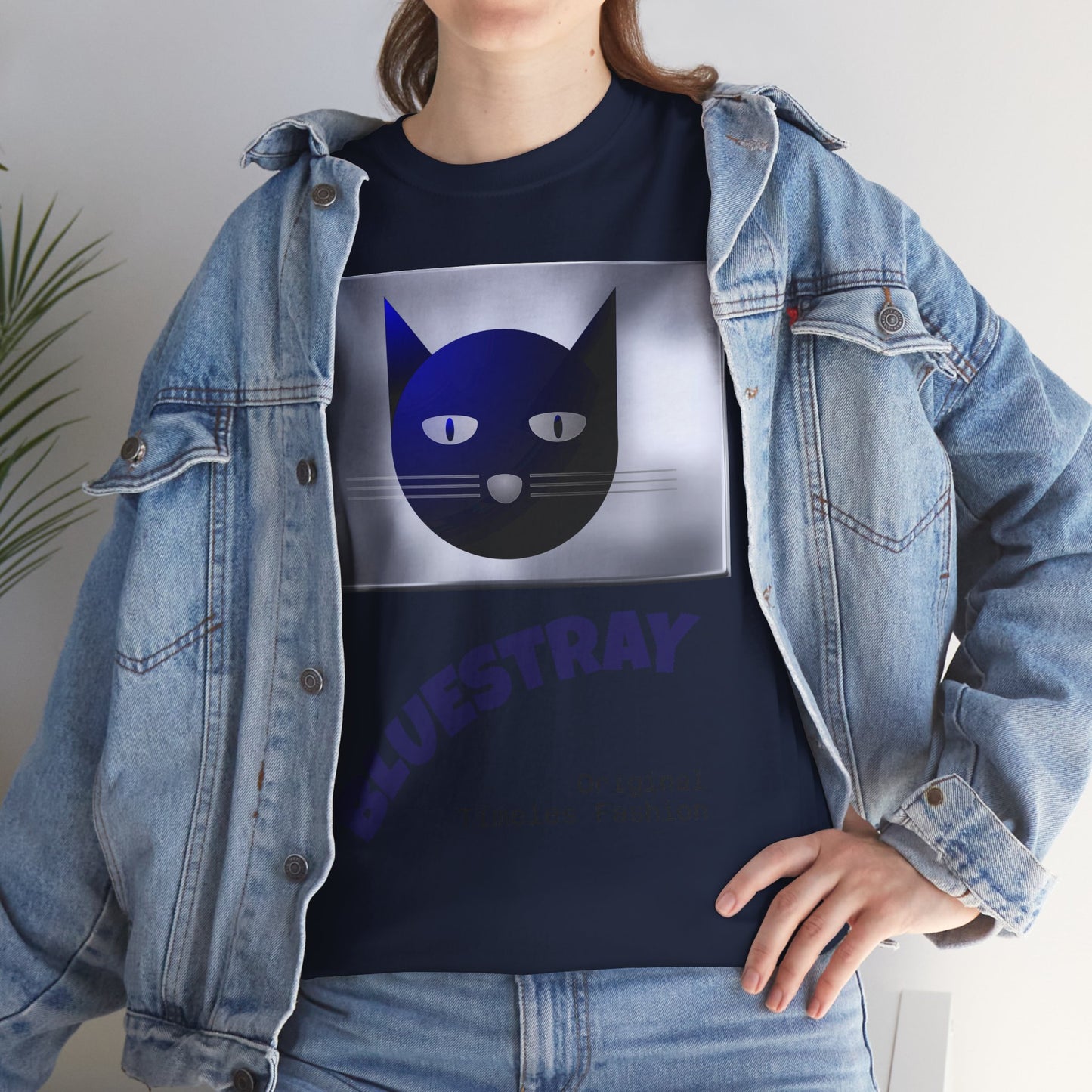 Bluestray Cat Graphic Tee — Retro Blue Cat Design