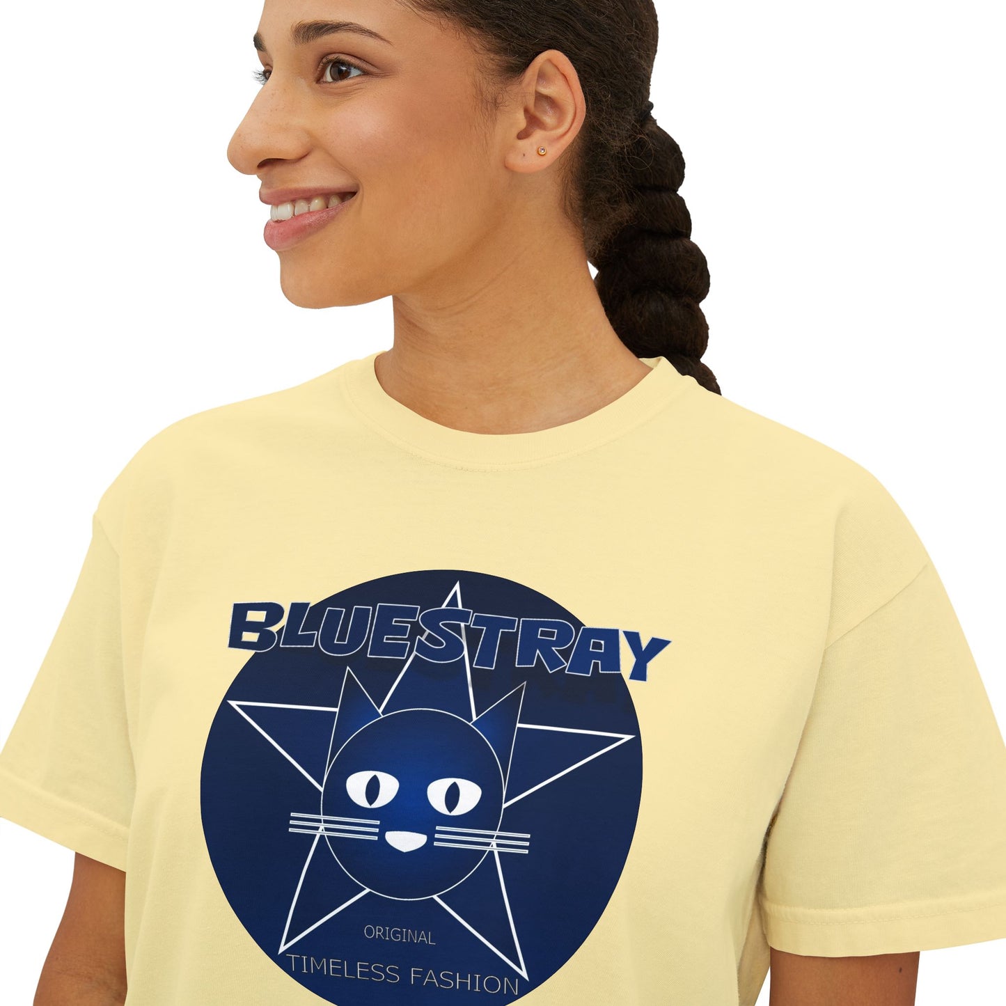 Bluestray Cat Graphic Tee — Women's Boxy Casual Top