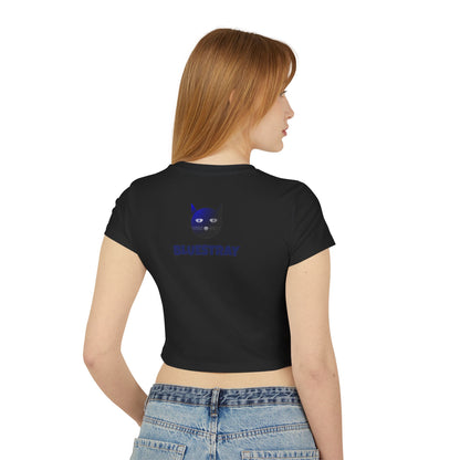 Women's Baby Tee — 'Bluestray' Cat Graphic Crop Top