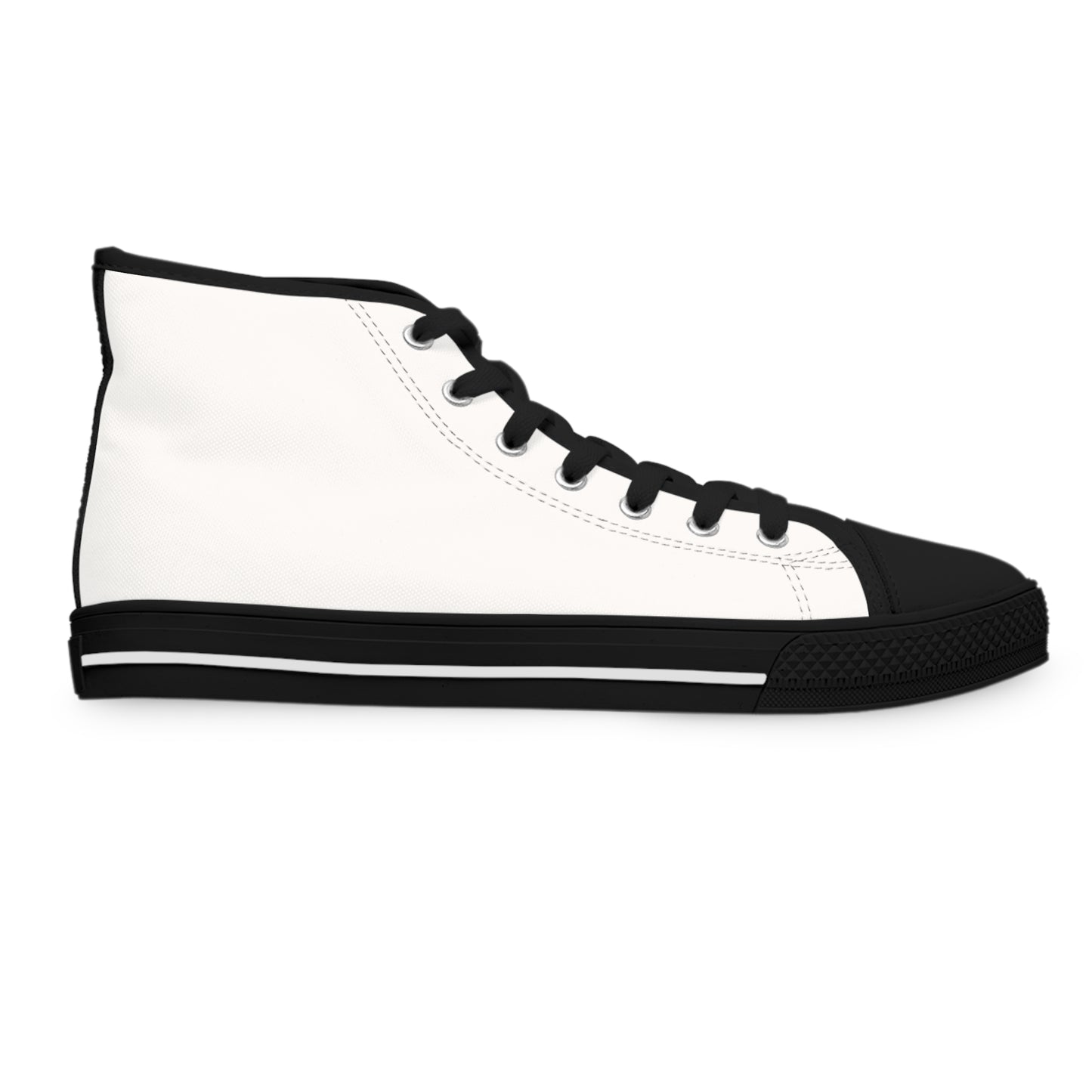 Women's High Top Sneakers — White Canvas Casual Shoes with Bluestray Patch Accent