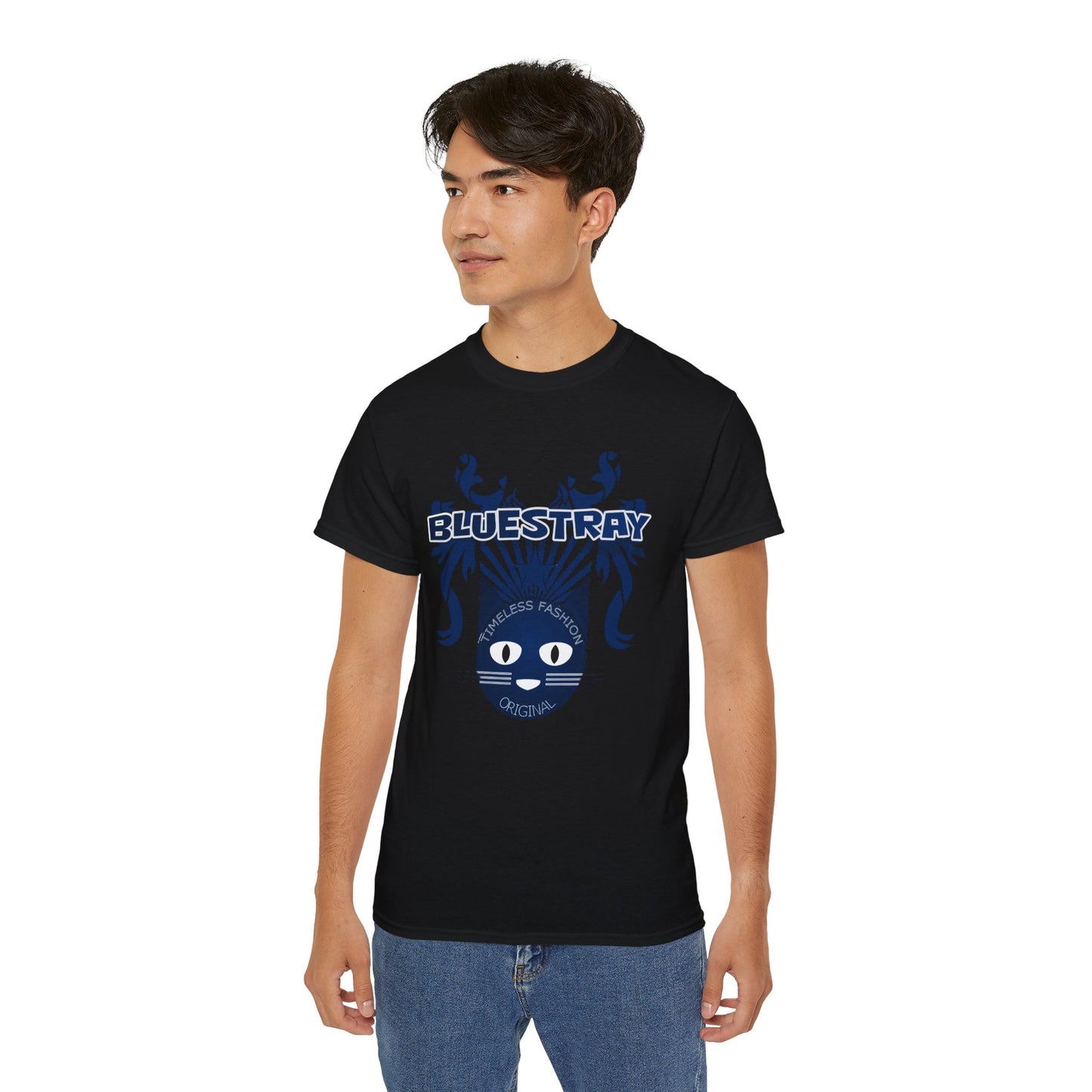 Bluestray Cat Graphic Tee — Retro Nautical Cat Design