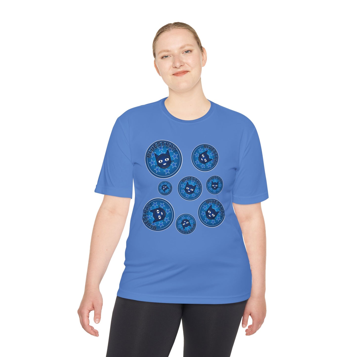 Blue Cat Galaxy Tee — "Bluestray" Graphic Moisture-Wicking Shirt
