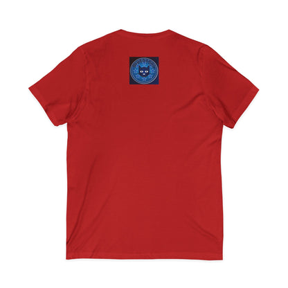 Bluestray Cat V-Neck Tee — Retro Night Sky Cat Graphic Shirt