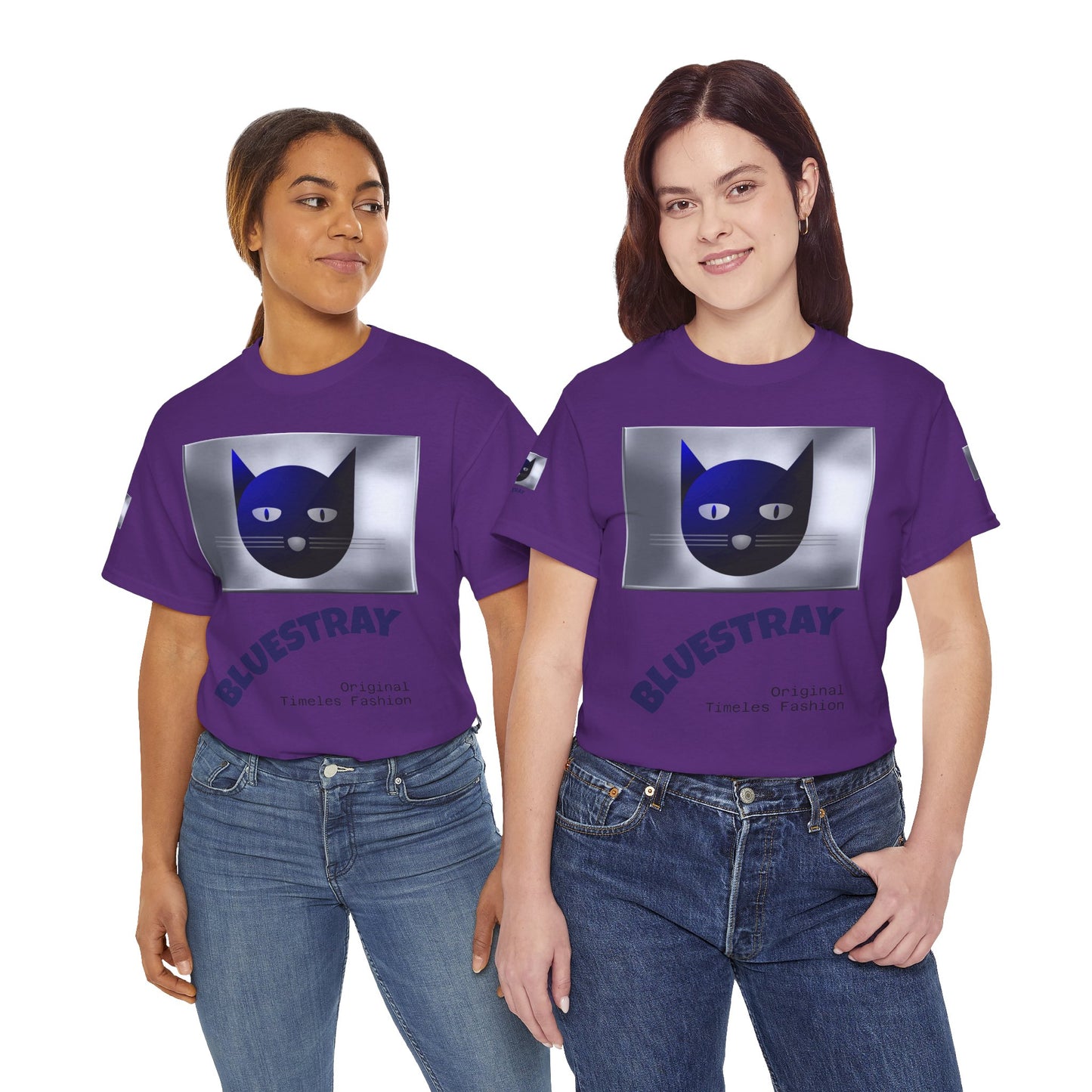 Bluestray Cat Graphic Tee — Retro Blue Cat Design