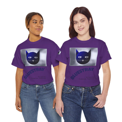 Bluestray Cat Graphic Tee — Retro Blue Cat Design
