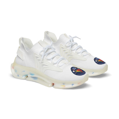 Men's White Mesh Sneakers — Breathable Athletic Shoes with Bluestray Flame Patch
