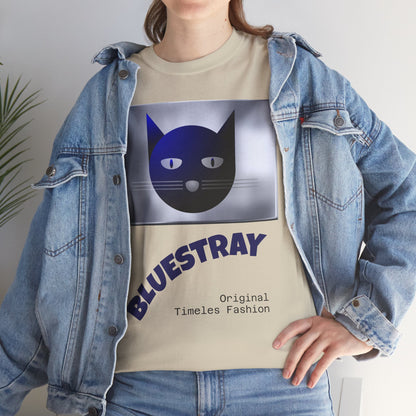 Bluestray Cat Graphic Tee — Retro Blue Cat Design