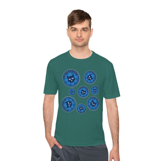 Blue Cat Galaxy Tee — "Bluestray" Graphic Moisture-Wicking Shirt