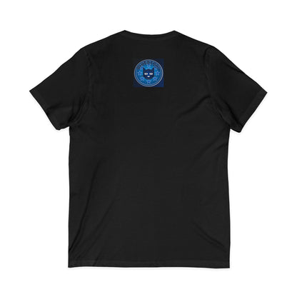 Bluestray Cat V-Neck Tee — Retro Night Sky Cat Graphic Shirt