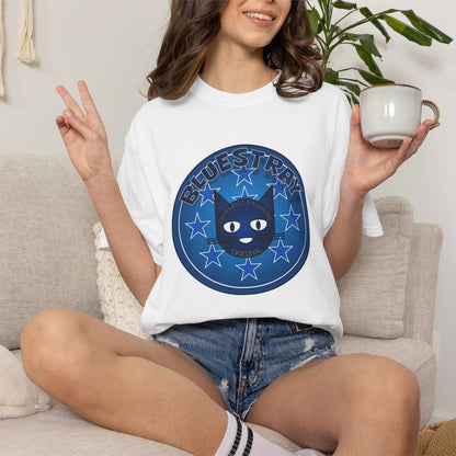 Bluestray Cat Graphic T-Shirt — Retro Star Emblem Tee