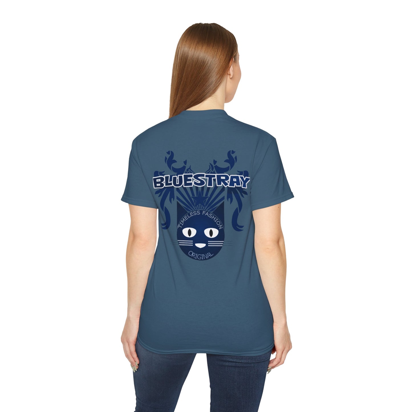 Bluestray Cat Graphic Tee — Retro Nautical Cat Design