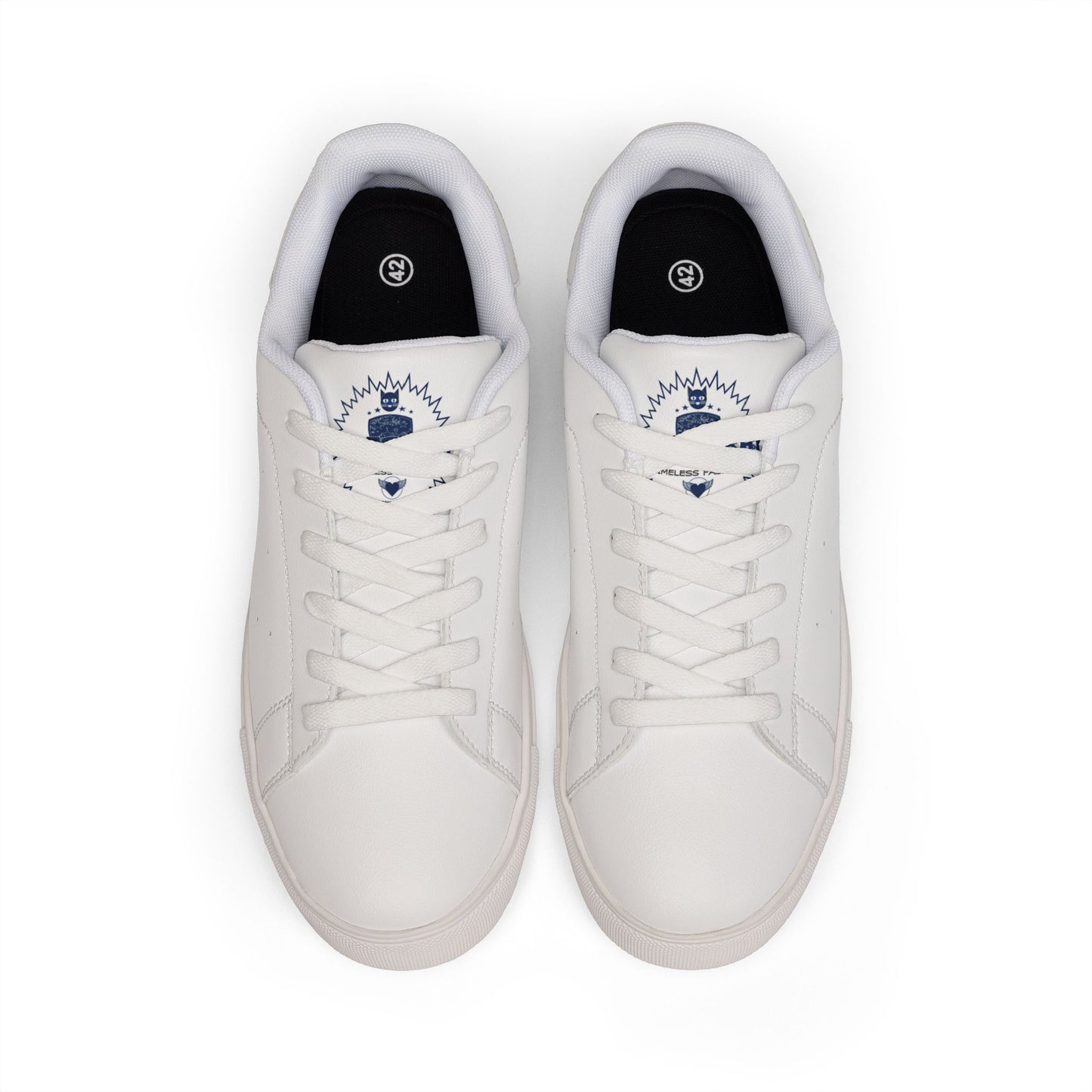 Bluestray Leather Low-Top Sneakers — Classic White Casual Shoes with Subtle Crest Accent