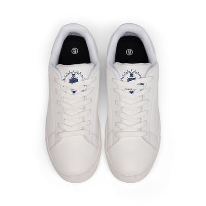 Bluestray Leather Low-Top Sneakers — Classic White Casual Shoes with Subtle Crest Accent