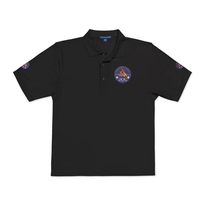 Embroidered Campfire Badge Polo — Outdoor Adventure Bluestray Logo Shirt