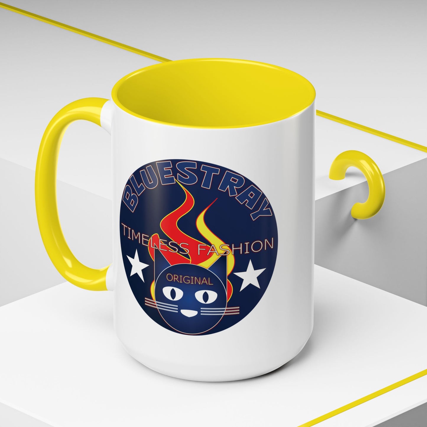 Bluestray Timeless Fashion Accent Coffee Mug — Retro Cat Logo 11/15oz