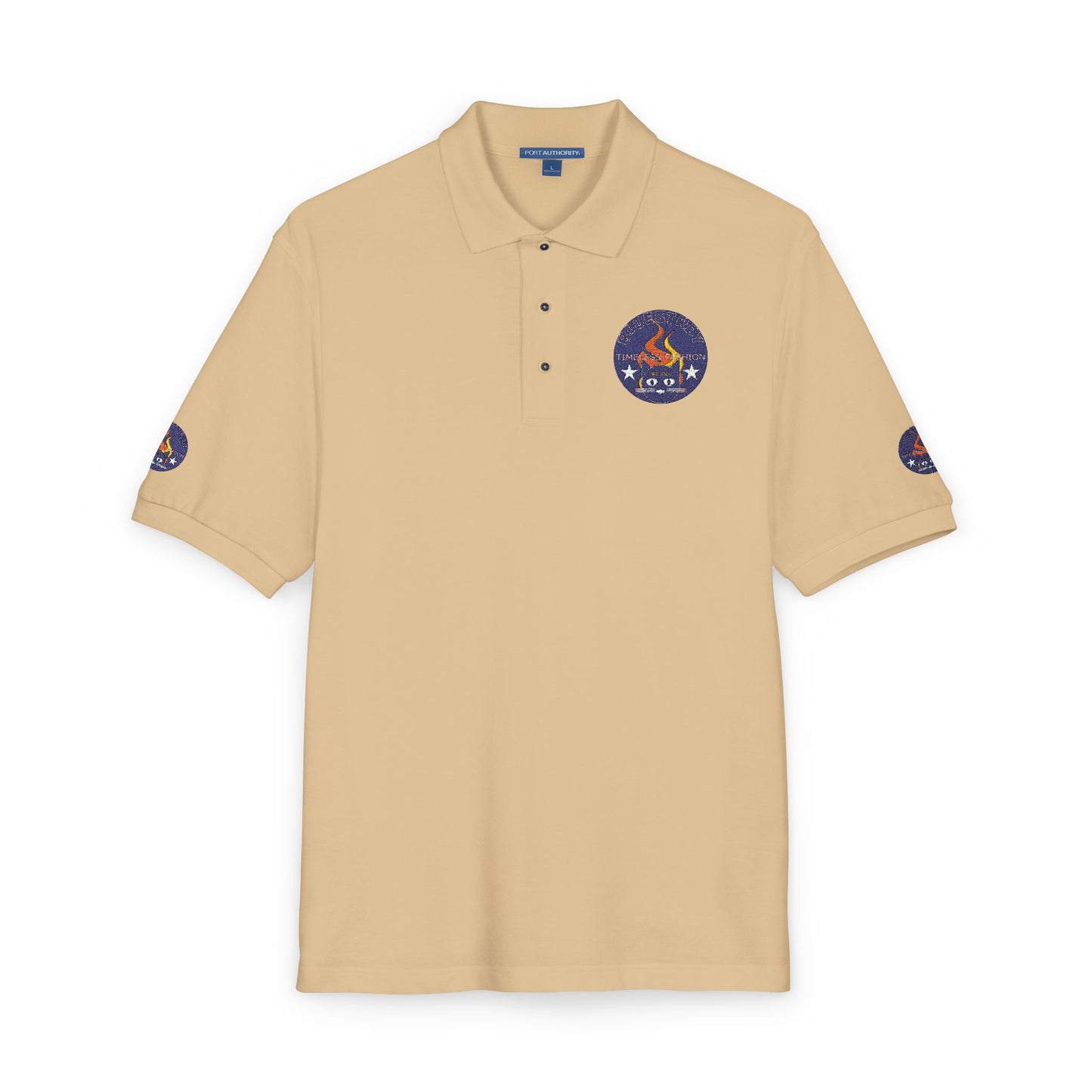 Embroidered Campfire Badge Polo — Outdoor Adventure Bluestray Logo Shirt