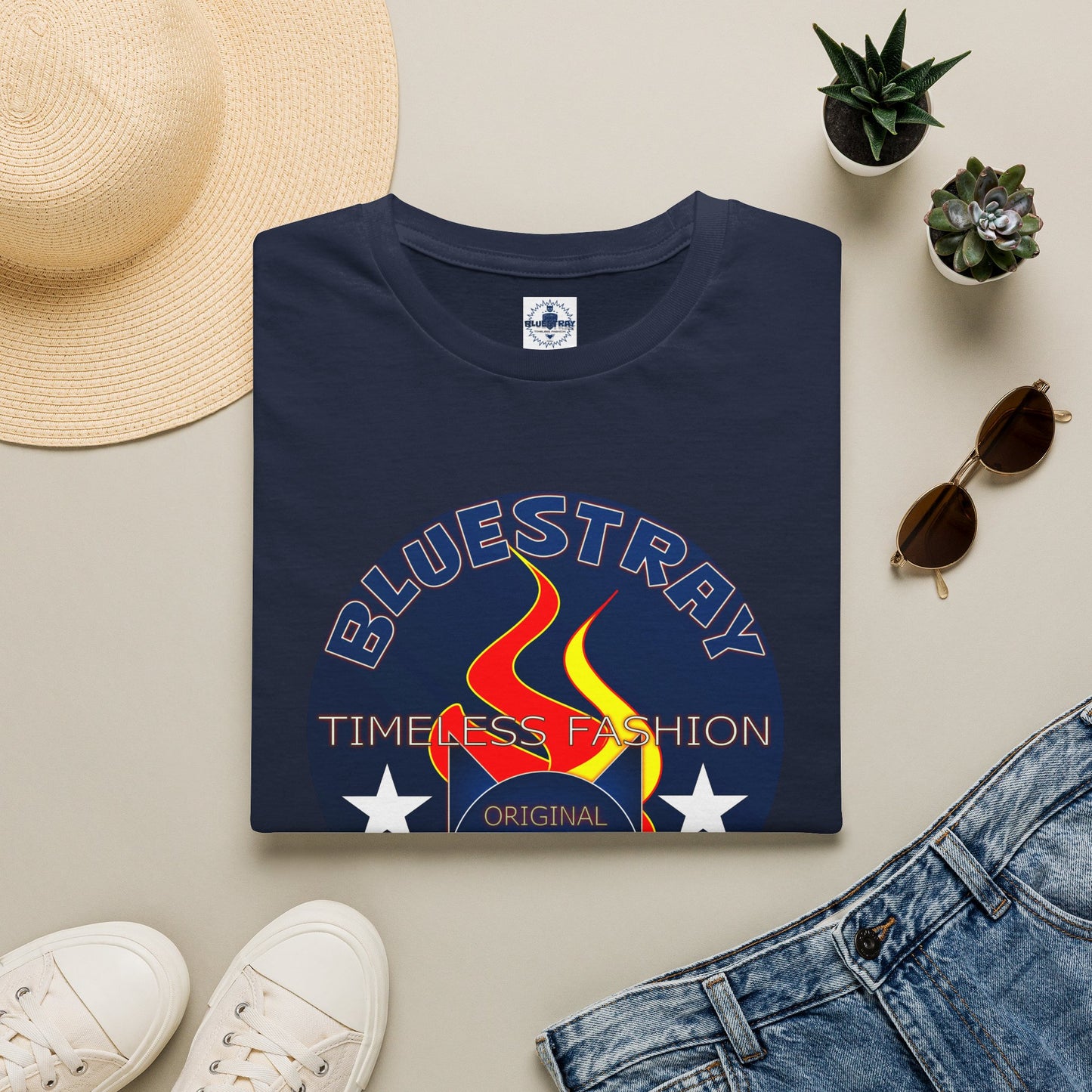 T-Shirt — Bluestary Timeless Fashion Graphic Tee (Flame Logo)