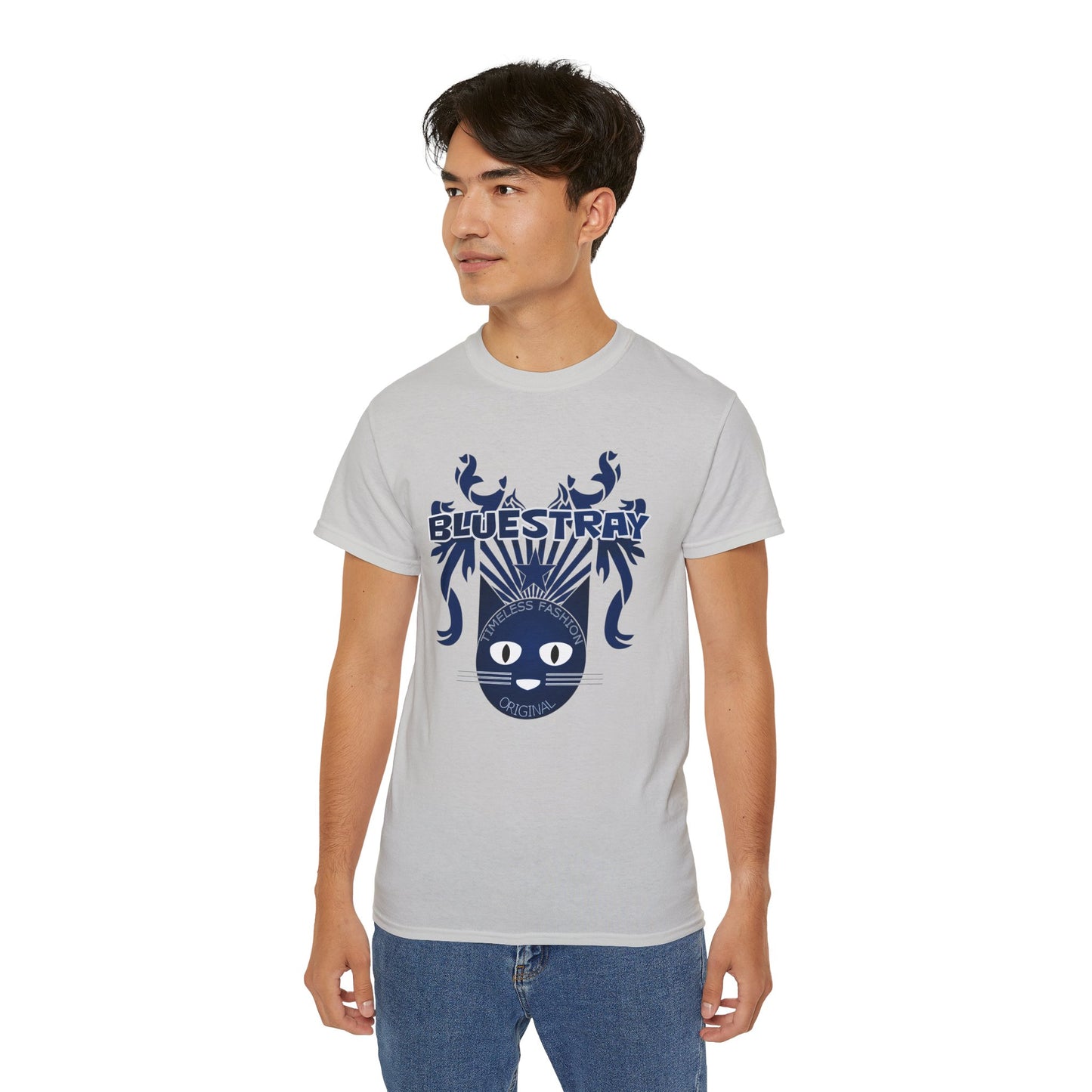 Bluestray Cat Graphic Tee — Retro Nautical Cat Design