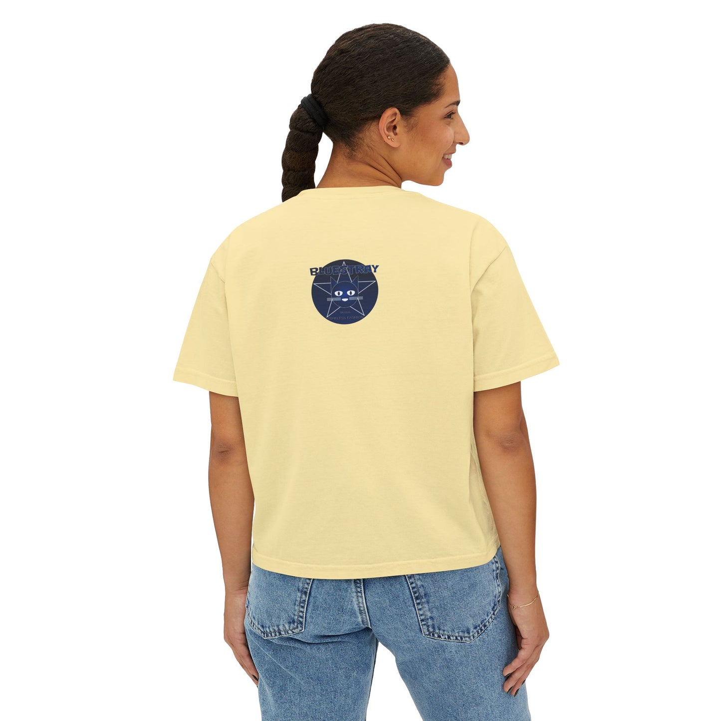 Bluestray Cat Graphic Tee — Women's Boxy Casual Top