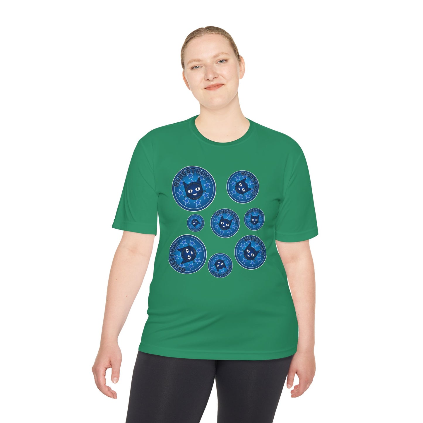 Blue Cat Galaxy Tee — "Bluestray" Graphic Moisture-Wicking Shirt