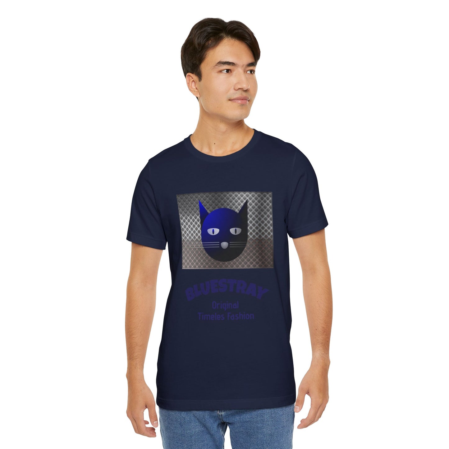 Bluestray Cat Graphic T-Shirt — Retro Blue Cat Logo Tee