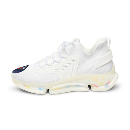 Men's White Mesh Sneakers — Breathable Athletic Shoes with Bluestray Flame Patch