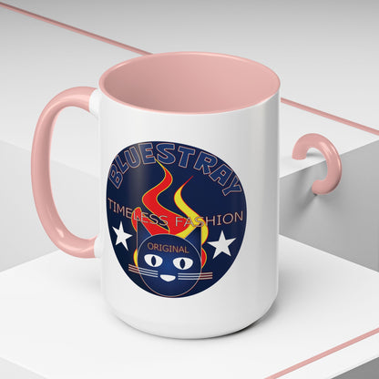 Bluestray Timeless Fashion Accent Coffee Mug — Retro Cat Logo 11/15oz