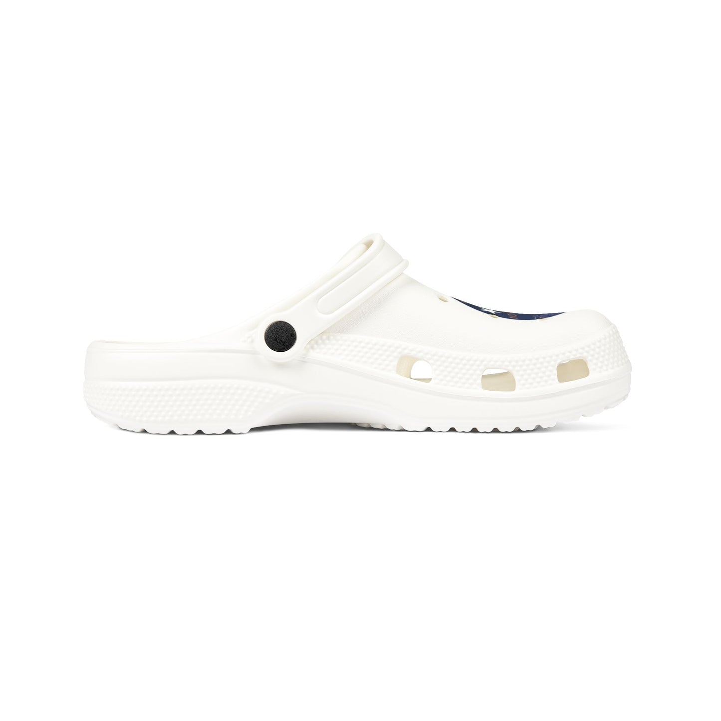 Camping Flame Clogs — White EVA Foam Slip-On Shoes with Bluestray Graphic