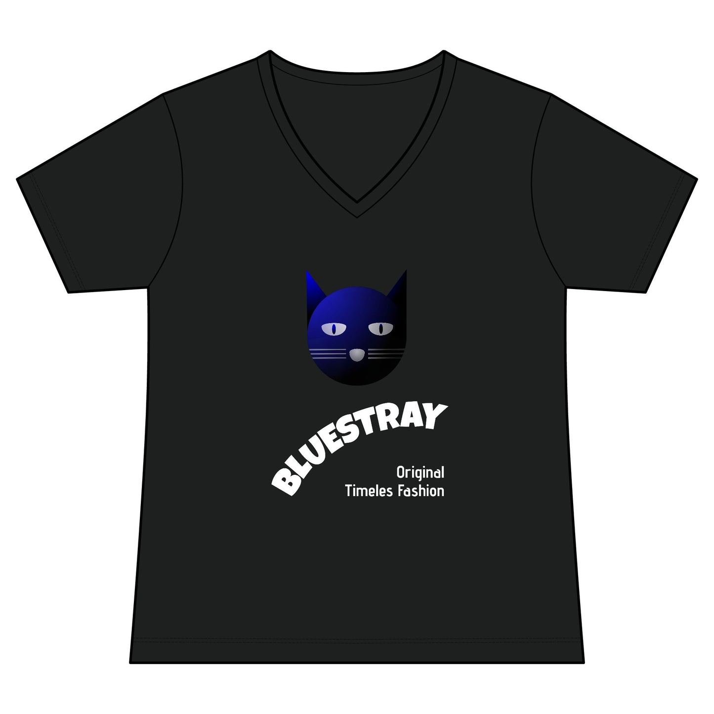 Bluestray Cat V-Neck Tee — Women's Graphic Cat Shirt