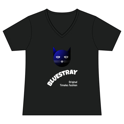 Bluestray Cat V-Neck Tee — Women's Graphic Cat Shirt