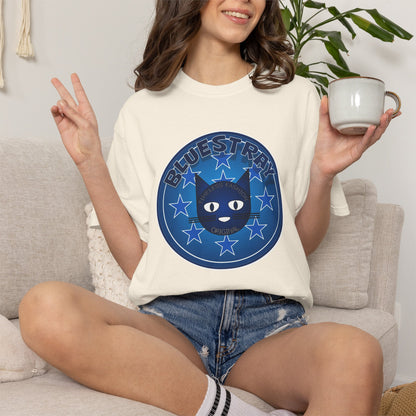 Bluestray Cat Graphic T-Shirt — Retro Star Emblem Tee