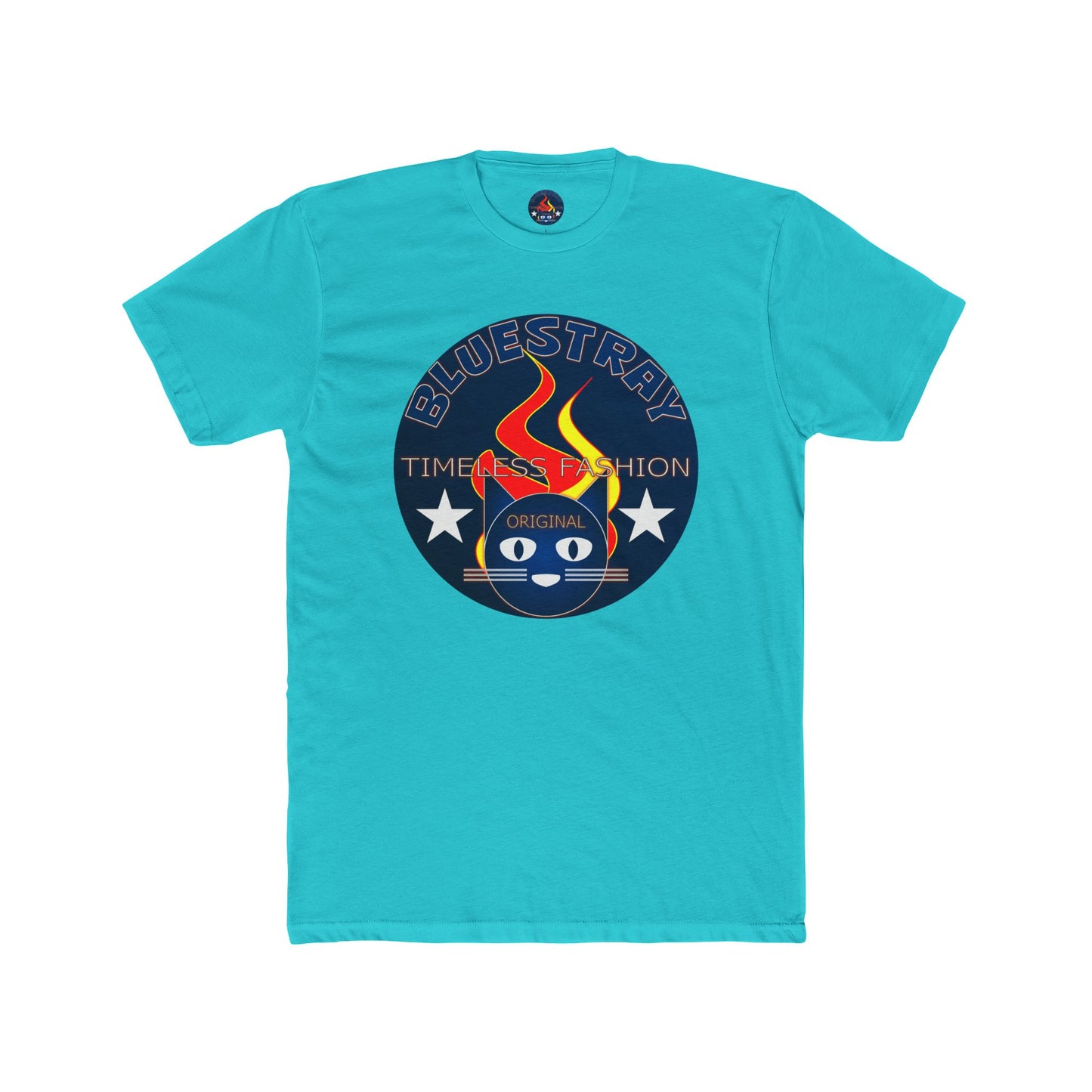 Retro Cat Flame Logo Tee — Bluestay Time & Motion Graphic T-Shirt