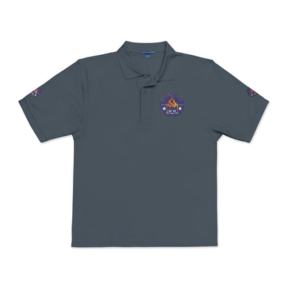 Embroidered Campfire Badge Polo — Outdoor Adventure Bluestray Logo Shirt