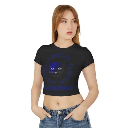 Women's Baby Tee — 'Bluestray' Cat Graphic Crop Top