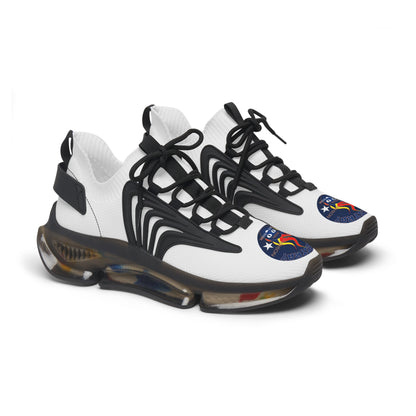 Bluestray Mesh Sneakers — White Knit Trainers with Retro Rocket Patch