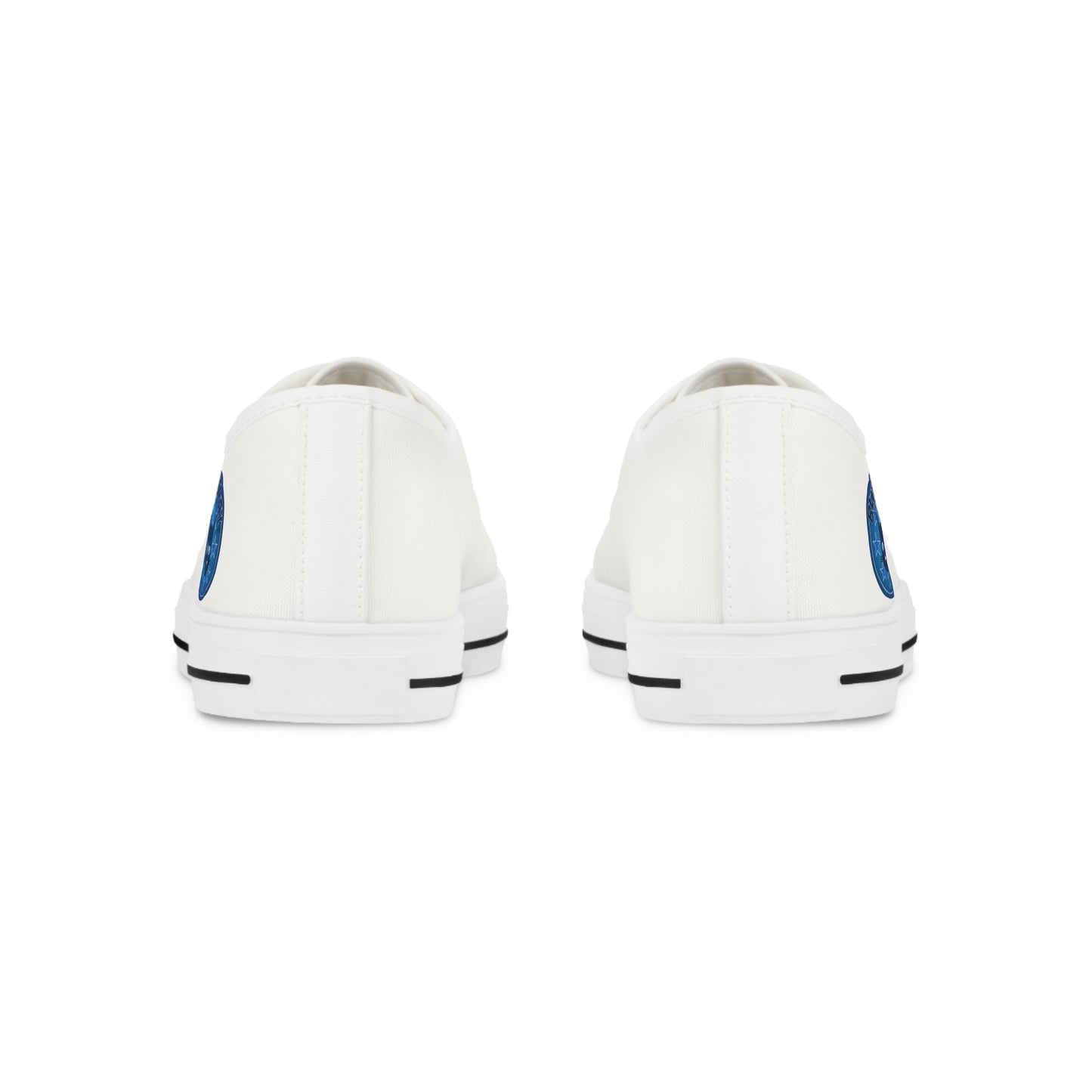 White Low Top Sneakers with Bluestray Patch - Men's Casual Canvas Shoes