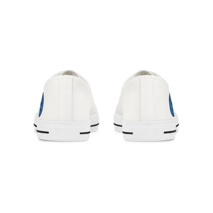 White Low Top Sneakers with Bluestray Patch - Men's Casual Canvas Shoes