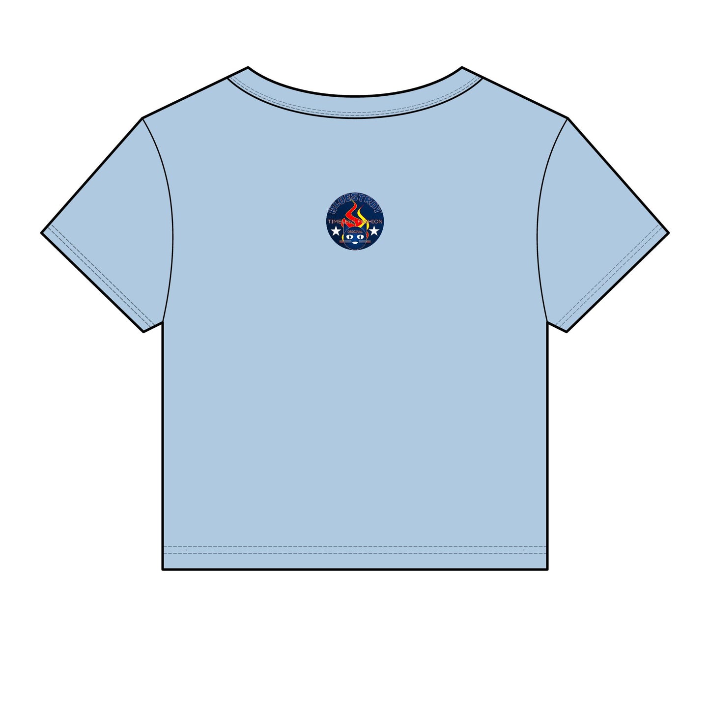 Bluestray Retro Flame Crest Women's Baby Tee — 'Time & Motion' Graphic Crop Top