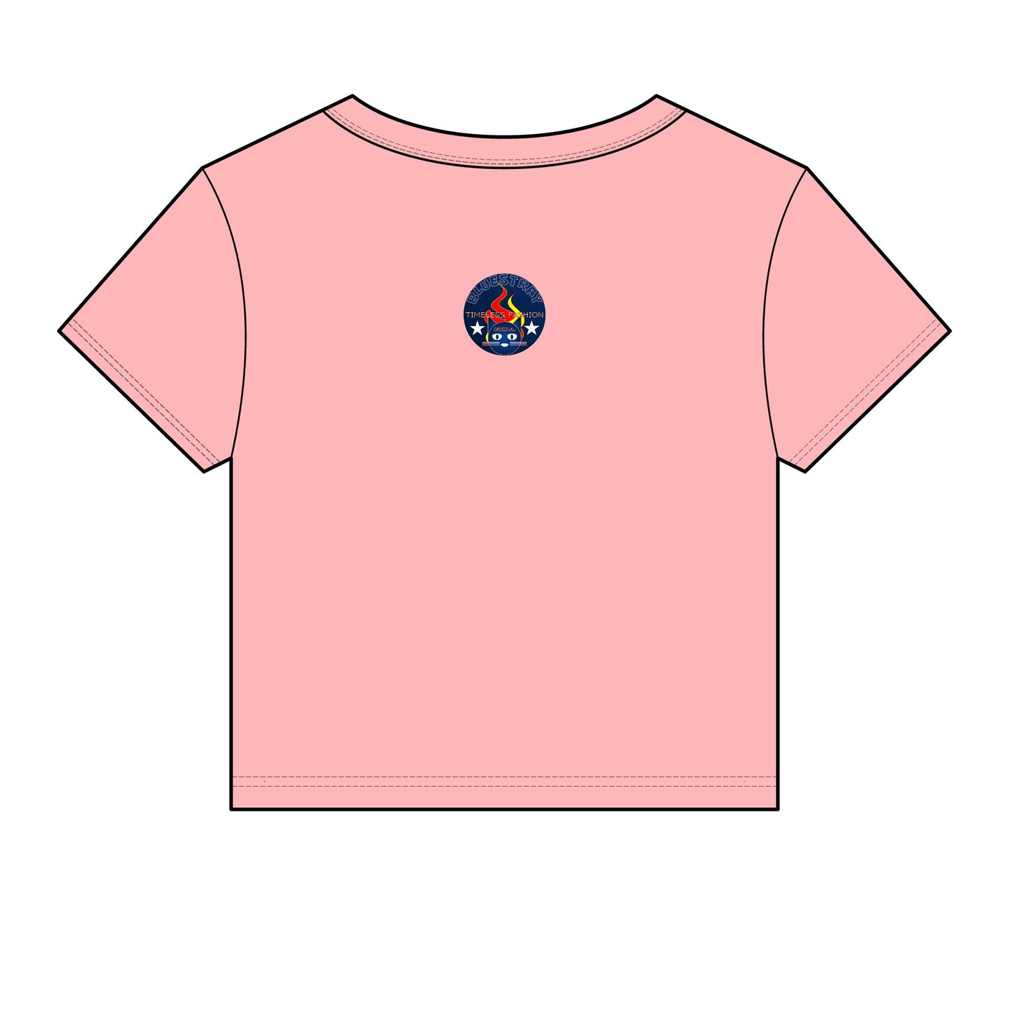 Bluestray Retro Flame Crest Women's Baby Tee — 'Time & Motion' Graphic Crop Top