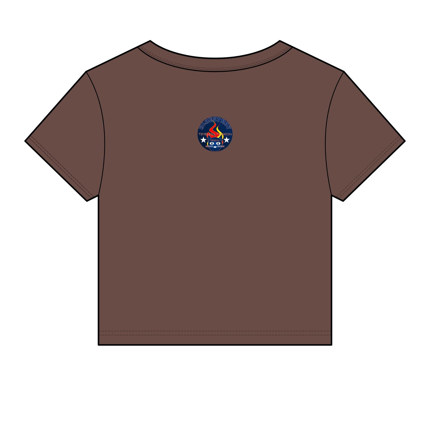 Bluestray Retro Flame Crest Women's Baby Tee — 'Time & Motion' Graphic Crop Top