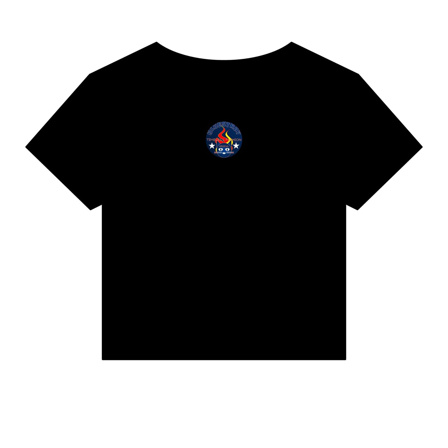 Bluestray Retro Flame Crest Women's Baby Tee — 'Time & Motion' Graphic Crop Top