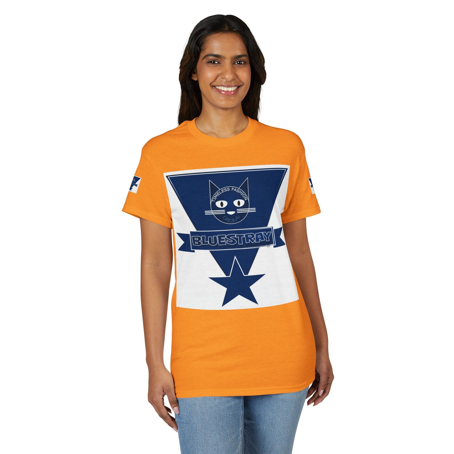 Bluestray Cat Graphic T-Shirt — Retro Star Logo Tee