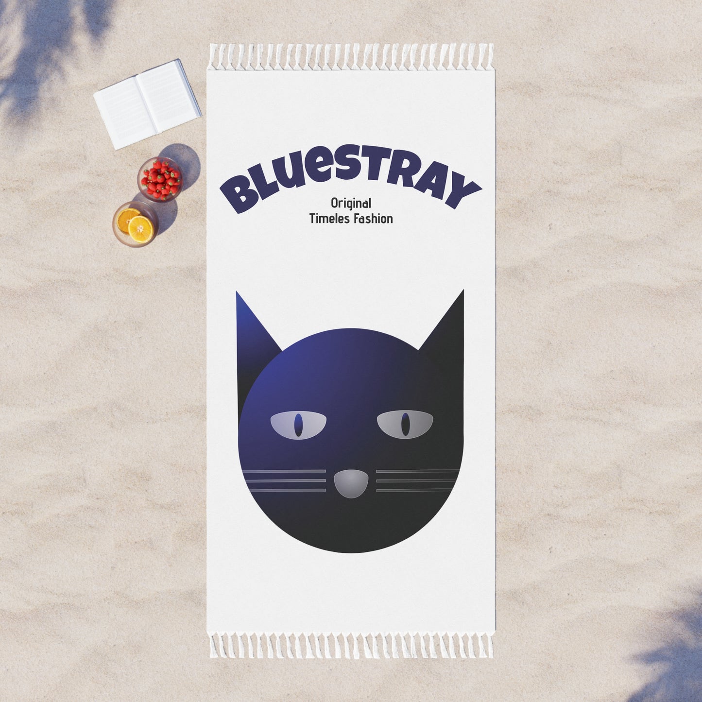 Bluestray Cat Beach Towel — Retro Boho Cat Graphic Beach Cloth