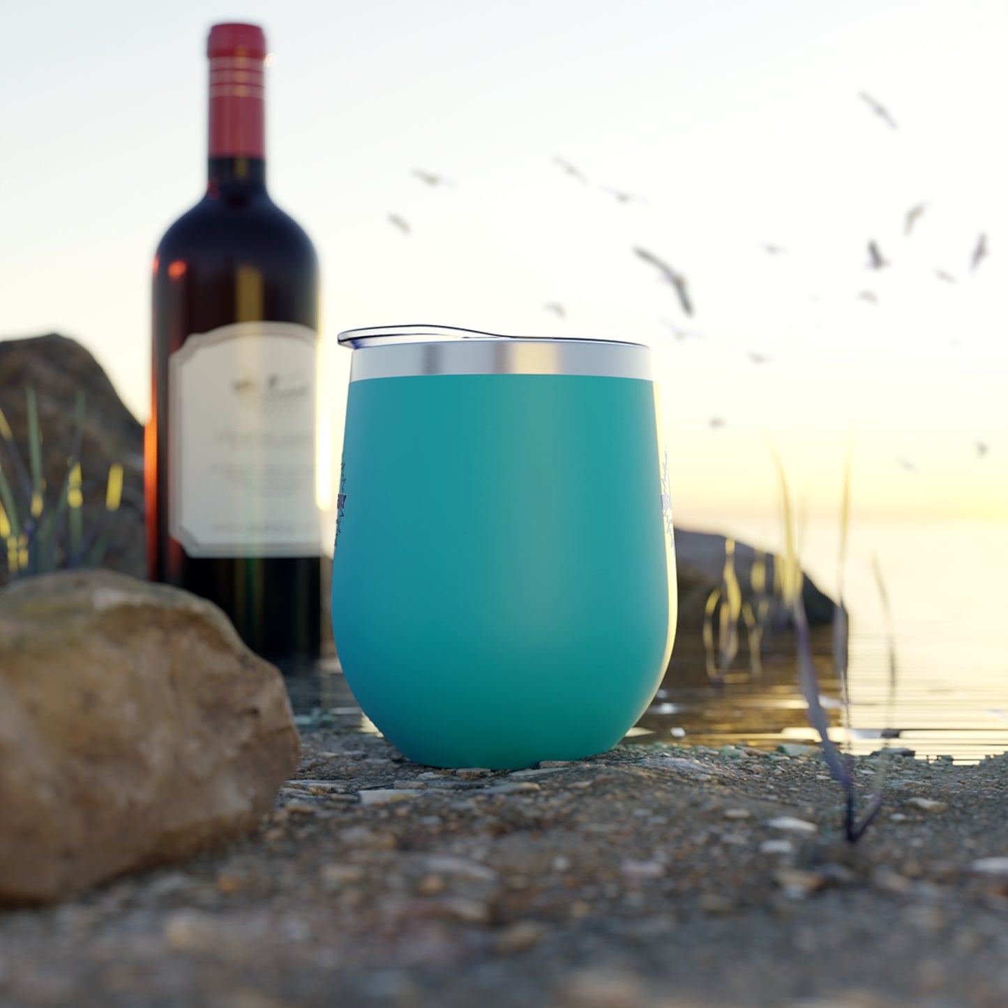 12oz Insulated Copper Tumbler — Vacuum Wine Cup with Leak-Resistant Lid (Bluestray Logo)