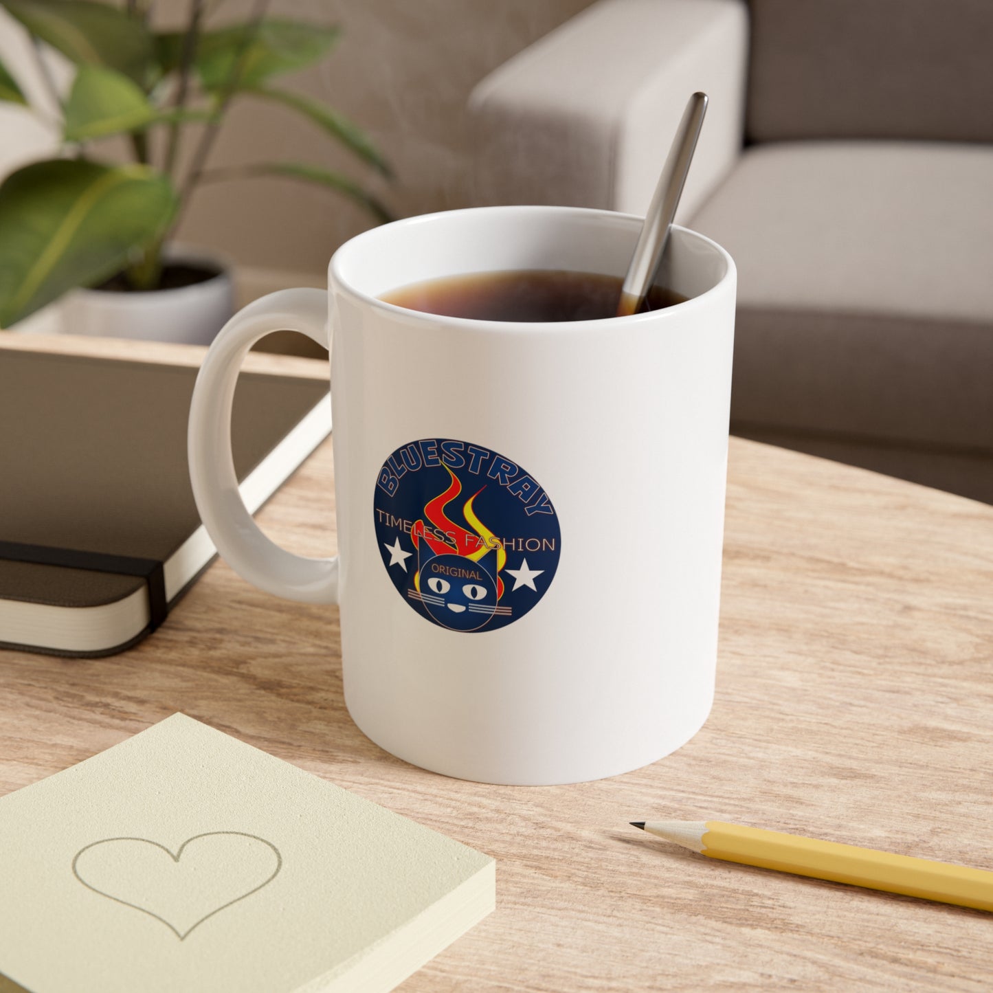 Bluestray Retro Flame Cat Ceramic Mug — 11oz Coffee Cup