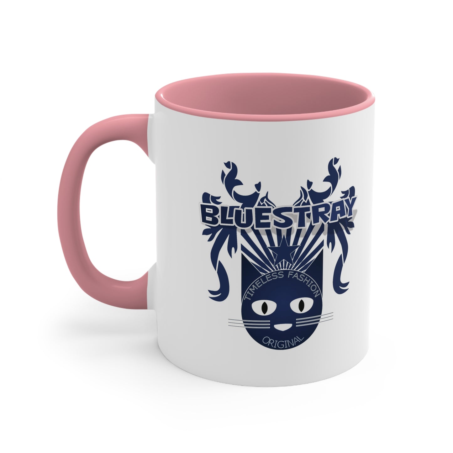 Bluestray Cat Accent Mug — Retro Cat Crest Coffee Cup (11oz)