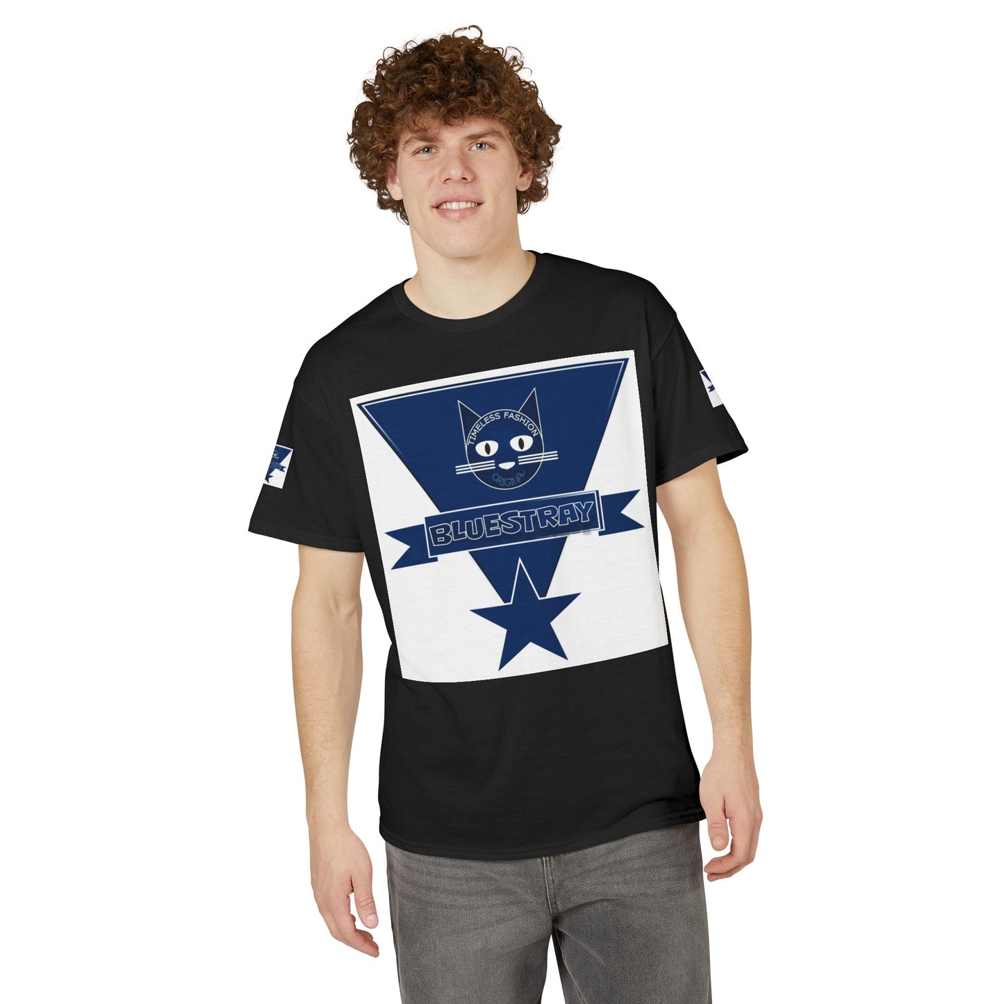 Bluestray Cat Graphic T-Shirt — Retro Star Logo Tee
