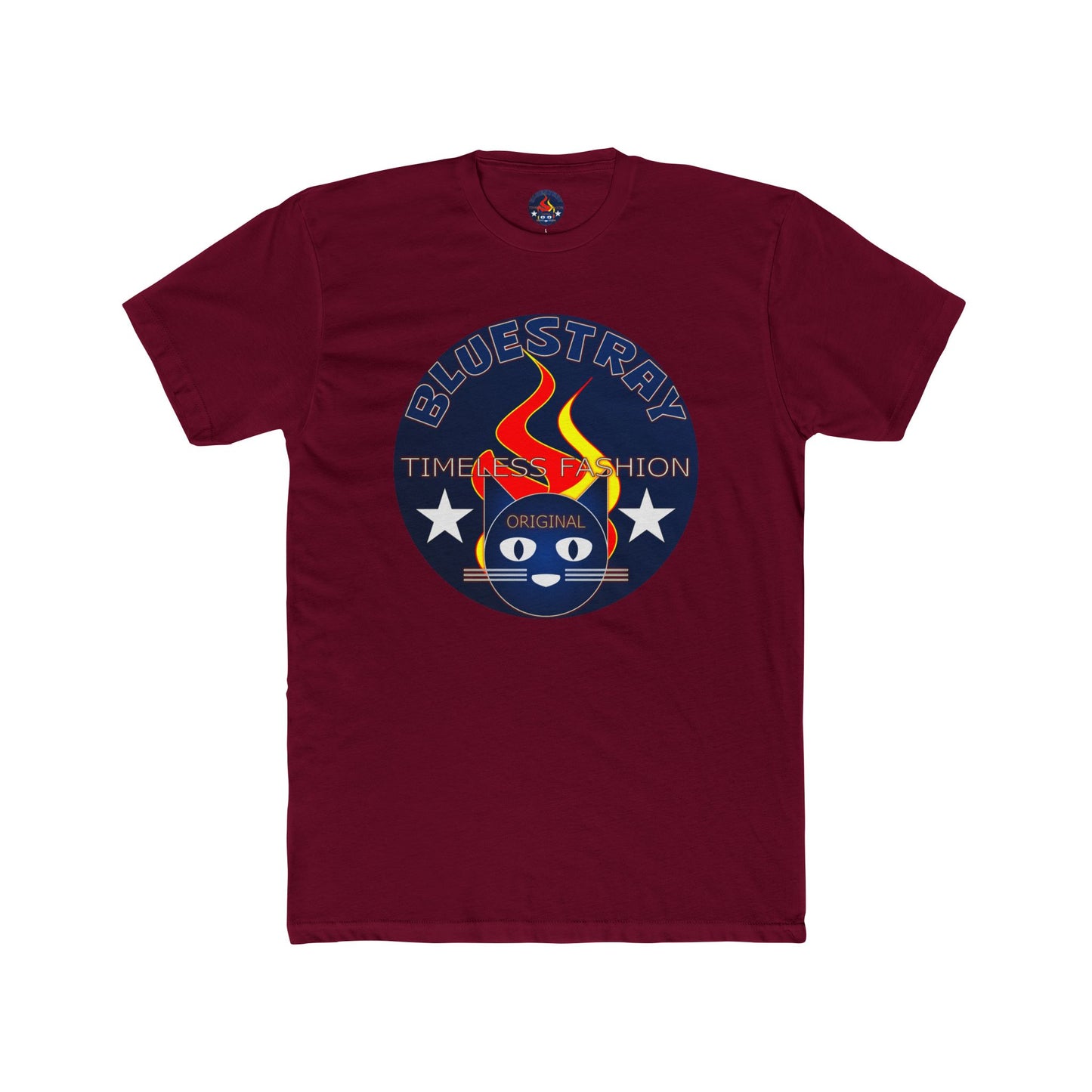 Retro Cat Flame Logo Tee — Bluestay Time & Motion Graphic T-Shirt